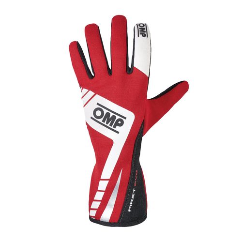 OMP FIRST EVO, перчатки для автоспорта, красный/белый/черный