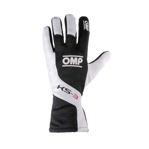 OMP KS-3, перчатки для картинга, черный/белый/зелёный