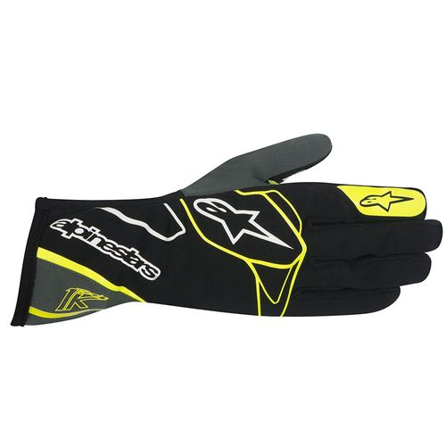 ALPINESTARS TECH 1-K, перчатки для картинга, черный/желтый