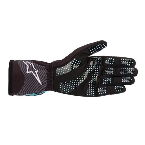 ALPINESTARS TECH-1 K RACE S V2, перчатки для картинга, черный/бирюзовый