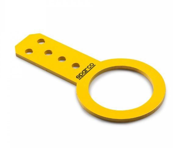 SPARCO 01627GI, буксировочный крюк (FIA), 80 мм., желтый