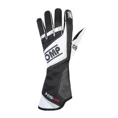 OMP KS-1 R, перчатки для картинга, черный/белый/серебристый