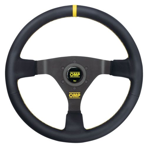 OMP WRC, руль кожаный, диаметр 350 мм, вылет 70 мм, черный/желтый