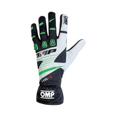 OMP KS-3, перчатки для картинга, черный/зеленый/белый