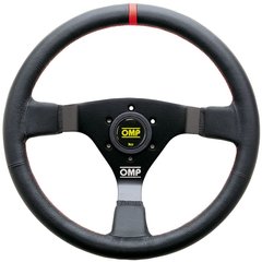 OMP WRC, руль кожаный, диаметр 350 мм, вылет 70 мм, черный/красный