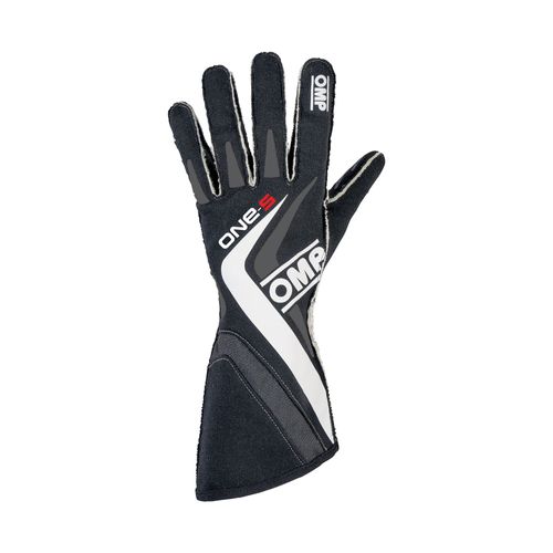 OMP ONE-S, перчатки для автоспорта, черный/белый/красный