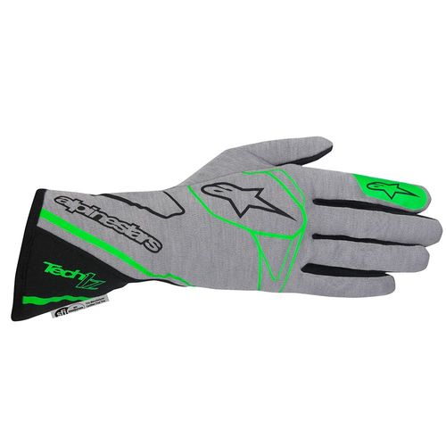 ALPINESTARS TECH 1-Z, перчатки для автоспорта, серый/зеленый