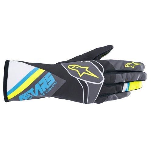 ALPINESTARS TECH-1 K RACE S V2 GRAPHIC, перчатки для картинга детские, черный/голубой/желтый