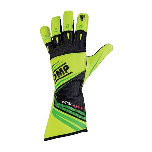 OMP KS-2R, перчатки для картинга, желтый/зеленый