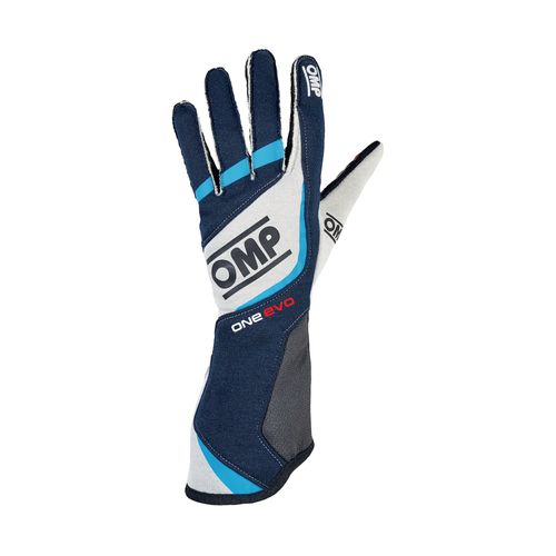 OMP ONE EVO, перчатки для автоспорта, синий/серый/голубой